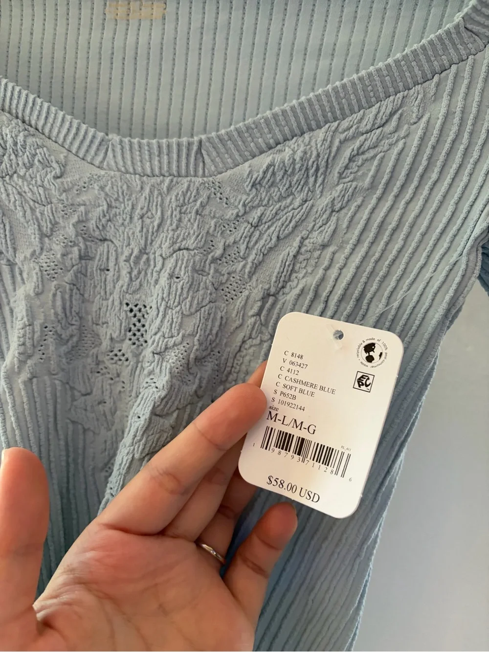 Free People Dynamic Duo Long Sleeve – Cashmere Blue M/L NWT